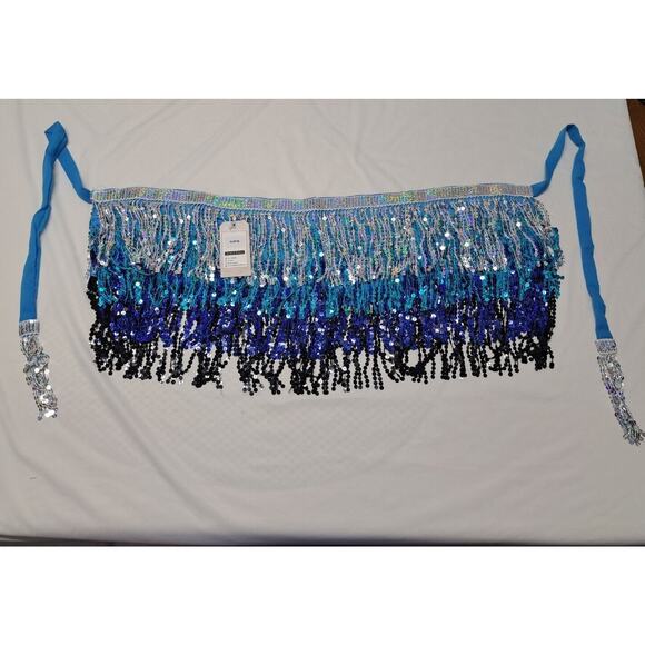 Belly Dance Hip Scarf Sequin Tassel Skirt Wrap‎ Sparkly Rave Costume for Women - Picture 1 of 11